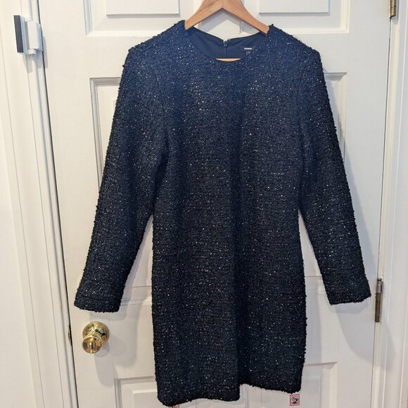 Express black matte and sparkly tweed long sleeve mini dress - Picture 1 of 8